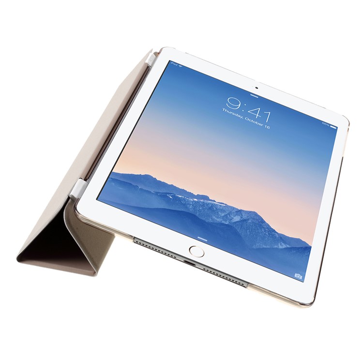 Champagne Tri-fold Single Front Smart Leather Cover + PC Back Case for iPad Air 2-12
