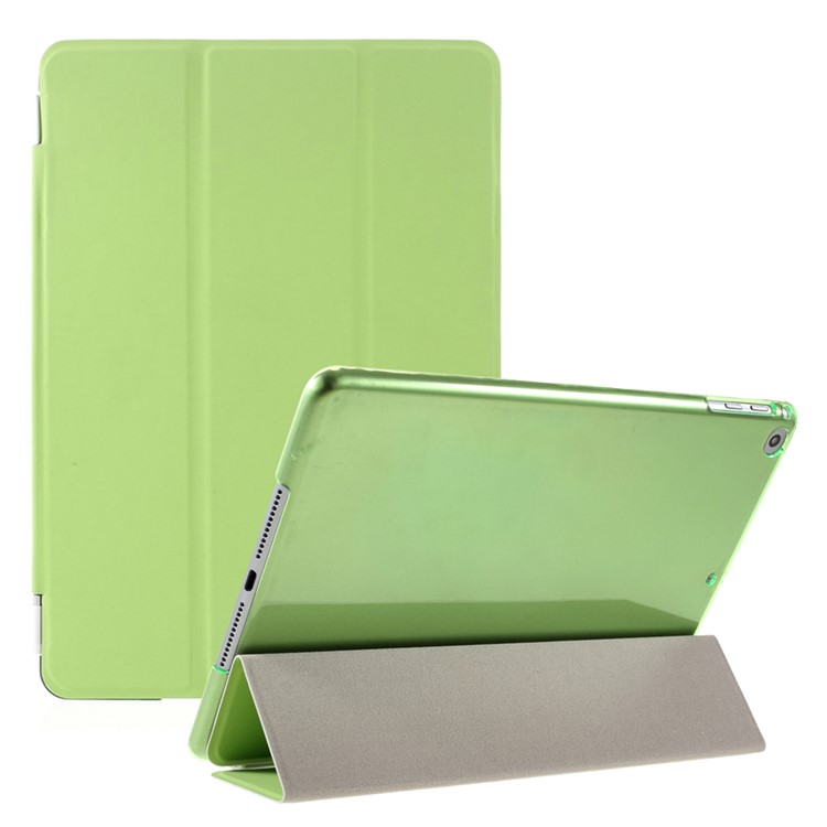 Green Tri-fold Single Front Leather Smart Cover + Back PC Shell for iPad Air 2-1