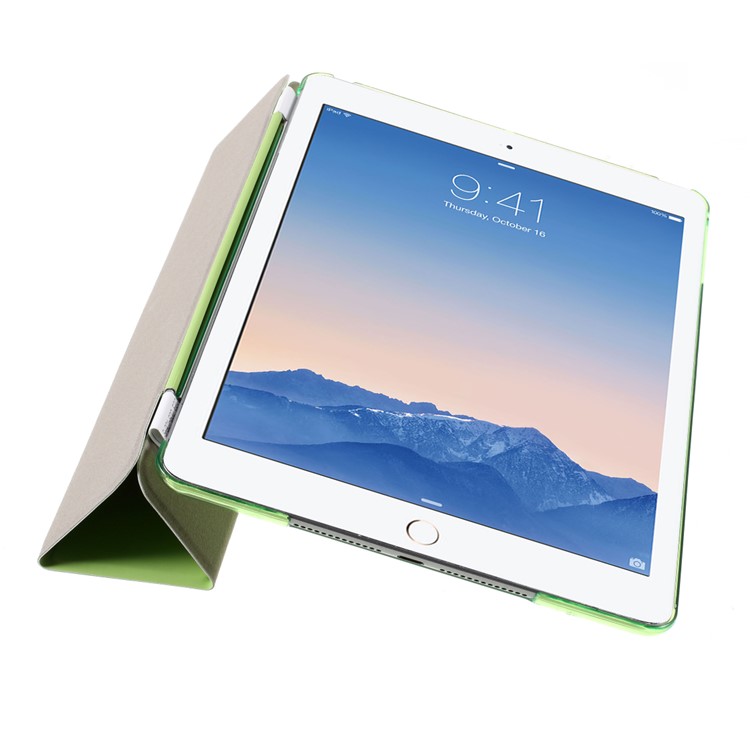 Green Tri-fold Single Front Leather Smart Cover + Back PC Shell for iPad Air 2-12