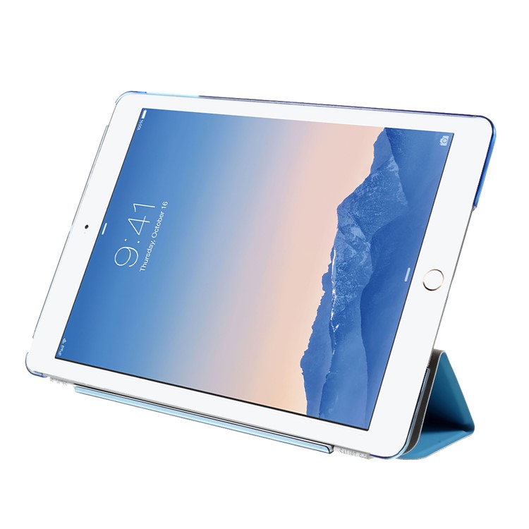 Blue Tri-fold Single Front Leather Smart Cover + Back Plastic Shell for iPad Air 2-10