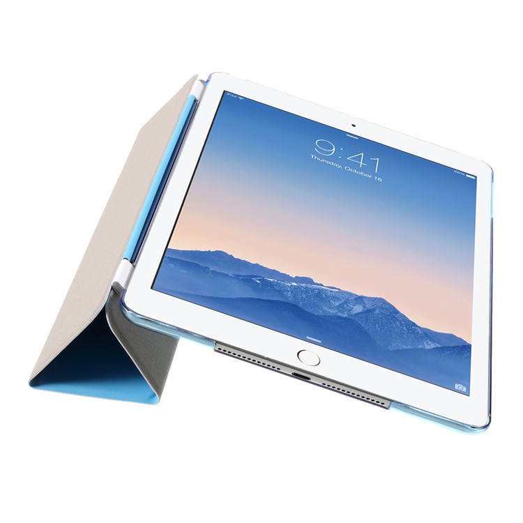 Blue Tri-fold Single Front Leather Smart Cover + Back Plastic Shell for iPad Air 2-12