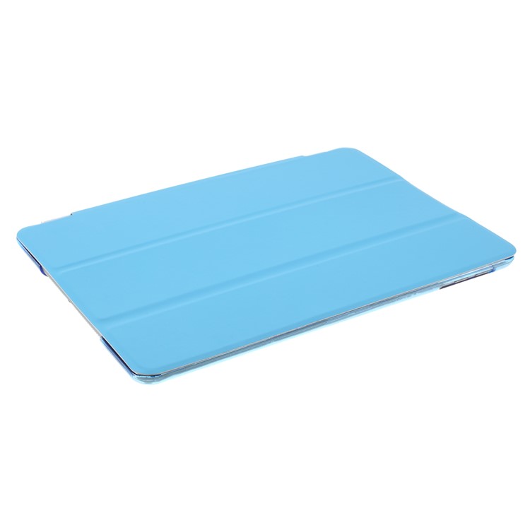 Blue Tri-fold Single Front Leather Smart Cover + Back Plastic Shell for iPad Air 2-5