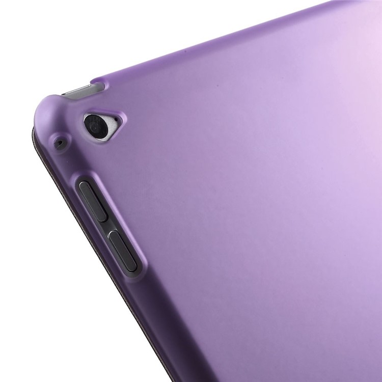 Purple Tri-fold Leather Single Front Smart Cover + Back Plastic Case for iPad Air 2-11