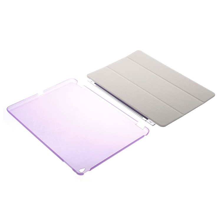 Purple Tri-fold Leather Single Front Smart Cover + Back Plastic Case for iPad Air 2-12