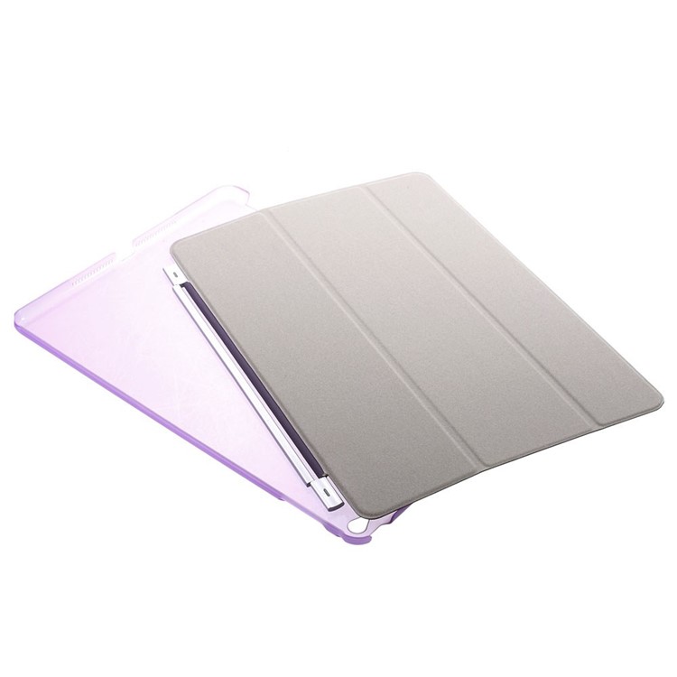 Purple Tri-fold Leather Single Front Smart Cover + Back Plastic Case for iPad Air 2-13