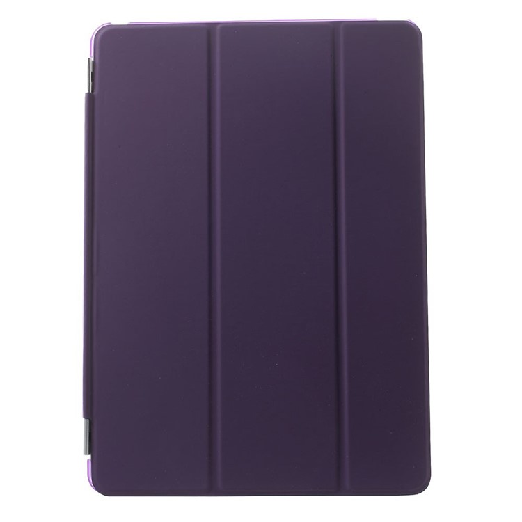 Purple Tri-fold Leather Single Front Smart Cover + Back Plastic Case for iPad Air 2-2