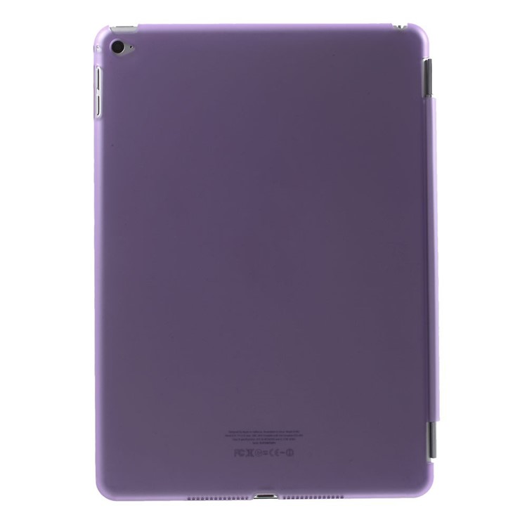 Purple Tri-fold Leather Single Front Smart Cover + Back Plastic Case for iPad Air 2-3