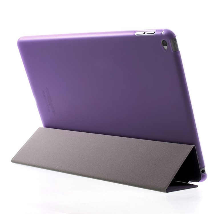 Purple Tri-fold Leather Single Front Smart Cover + Back Plastic Case for iPad Air 2-5