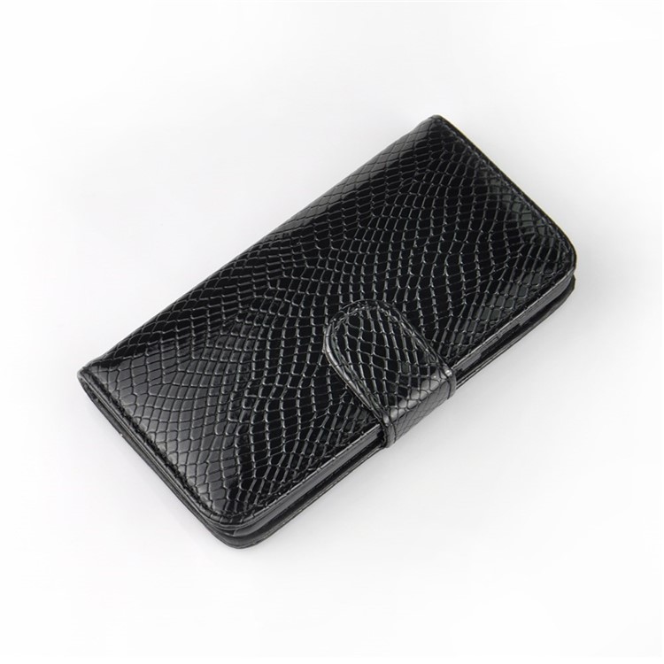 Snake Texture Grain Leather Wallet Stand Case for iPhone 6 Plus / 6s Plus - Black-3