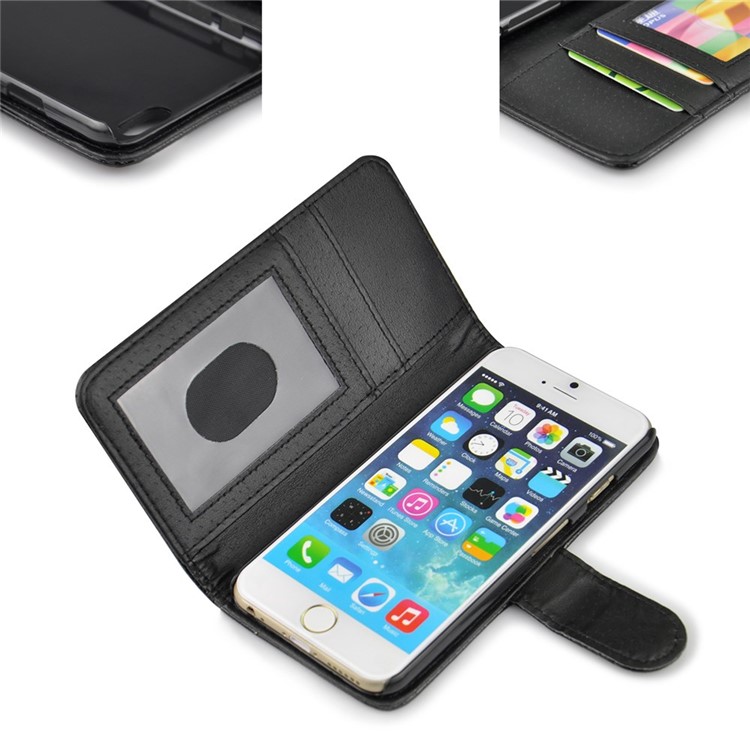 Snake Texture Grain Leather Wallet Stand Case for iPhone 6 Plus / 6s Plus - Black-5
