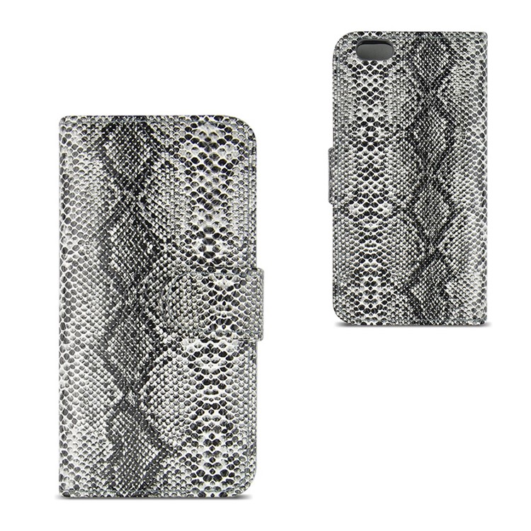 Snake Texture Grain Leather Wallet Stand Case for iPhone 6 Plus / 6s Plus - Grey-2