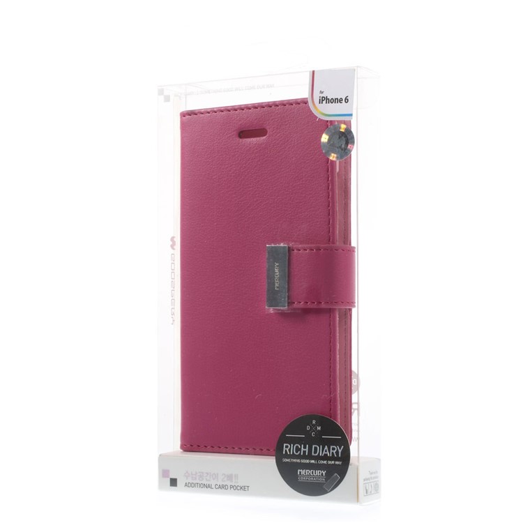 Mercury GOOSPERY Rich Diary Wallet Leather Cover for iPhone 6 Plus / 6s Plus - Rose-11