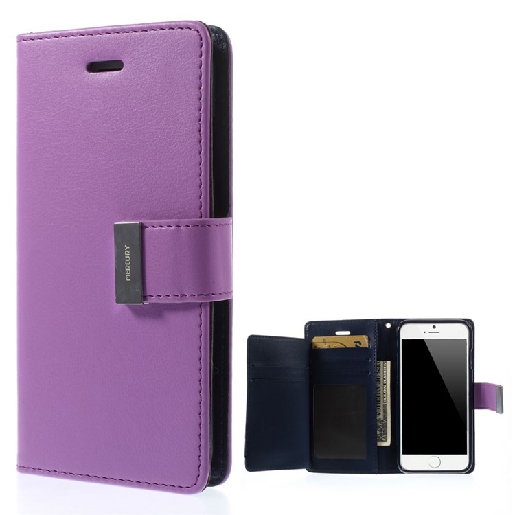 Mercury GOOSPERY Rich Diary Leather Wallet Protective Shell for iPhone 6 Plus / 6s Plus - Purple-1