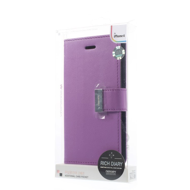 Mercury GOOSPERY Rich Diary Leather Wallet Protective Shell for iPhone 6 Plus / 6s Plus - Purple-11