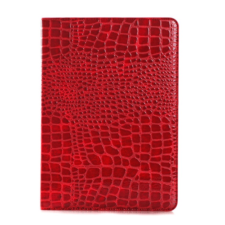 Crocodile Texture Leather Wallet Bracket Shell for iPad Air 2 - Red-1