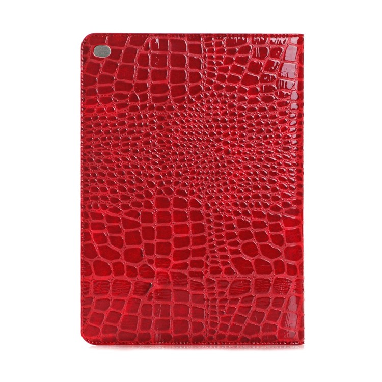 Crocodile Texture Leather Wallet Bracket Shell for iPad Air 2 - Red-2