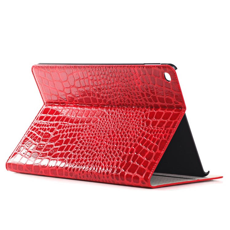 Crocodile Texture Leather Wallet Bracket Shell for iPad Air 2 - Red-3