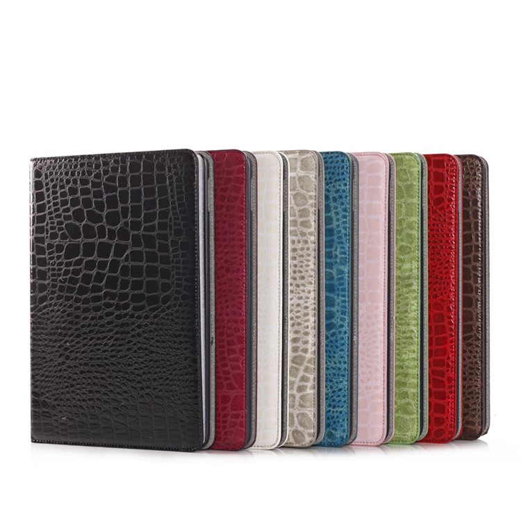 Crocodile Texture Leather Wallet Bracket Shell for iPad Air 2 - Red-4