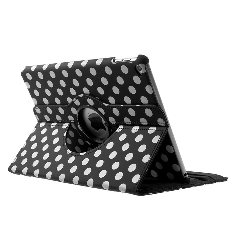 Polka Dots 360 Degree Rotary Leather Stand Case for iPad Air 2 - Black-5