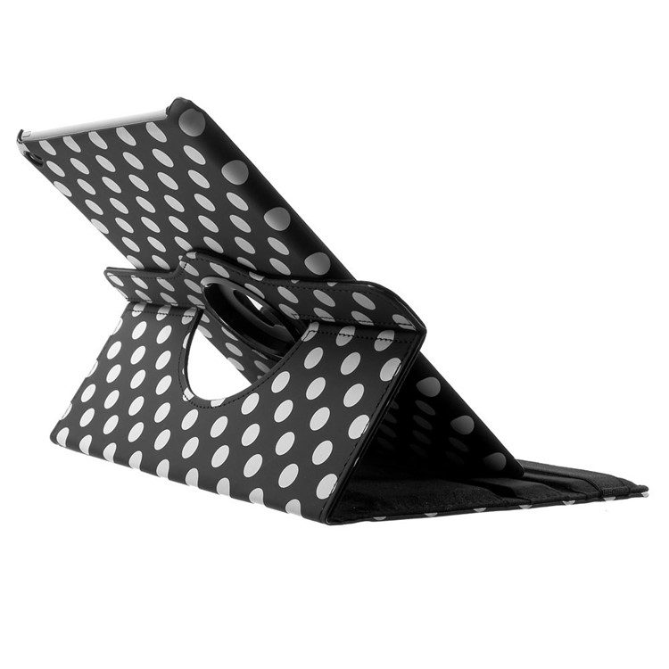 Polka Dots 360 Degree Rotary Leather Stand Case for iPad Air 2 - Black-6