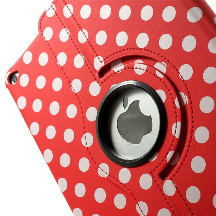 Polka Dots 360 Degree Rotary Leather Stand Cover for iPad Air 2 - Red-10