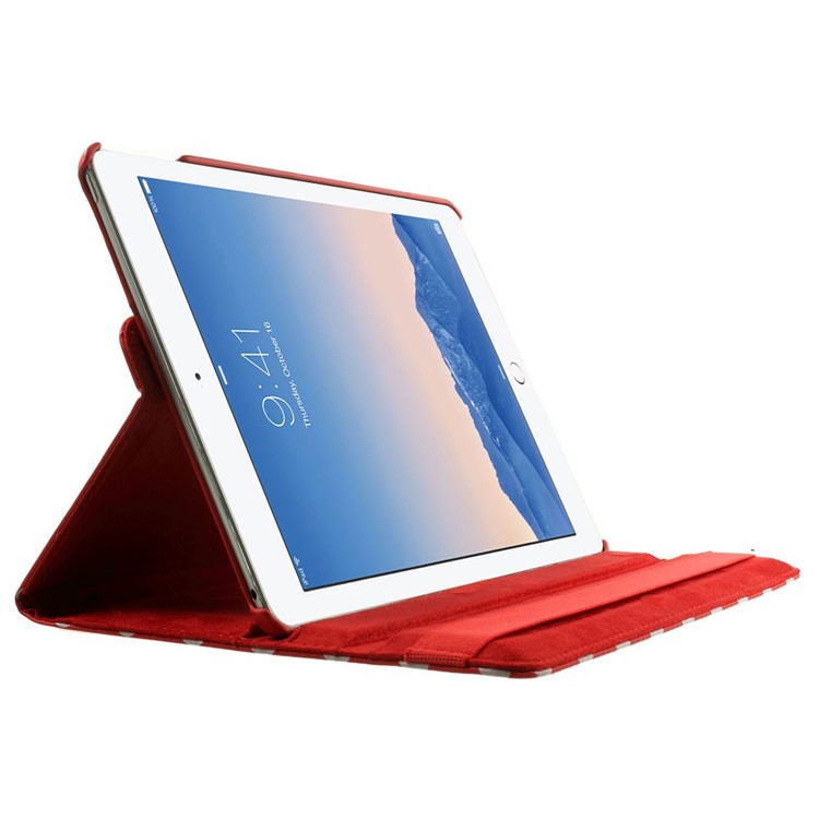 Polka Dots 360 Degree Rotary Leather Stand Cover for iPad Air 2 - Red-4