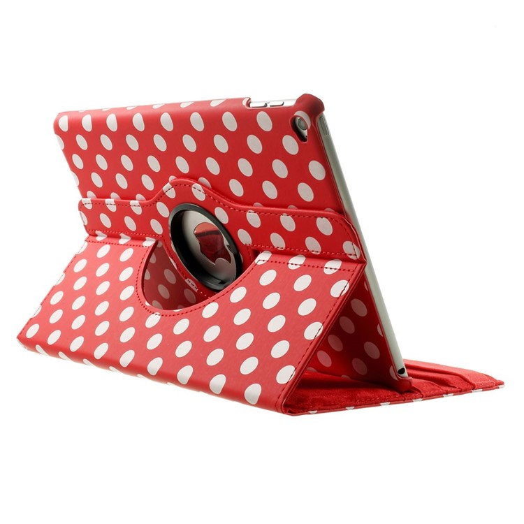 Polka Dots 360 Degree Rotary Leather Stand Cover for iPad Air 2 - Red-5