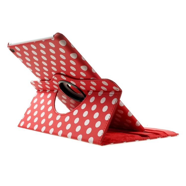 Polka Dots 360 Degree Rotary Leather Stand Cover for iPad Air 2 - Red-6