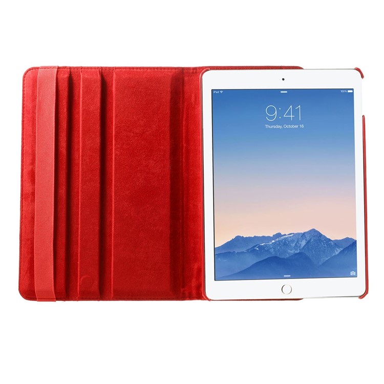 Polka Dots 360 Degree Rotary Leather Stand Cover for iPad Air 2 - Red-7