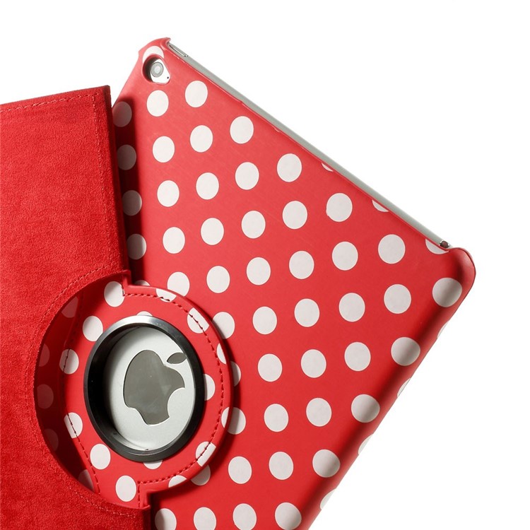 Polka Dots 360 Degree Rotary Leather Stand Cover for iPad Air 2 - Red-8