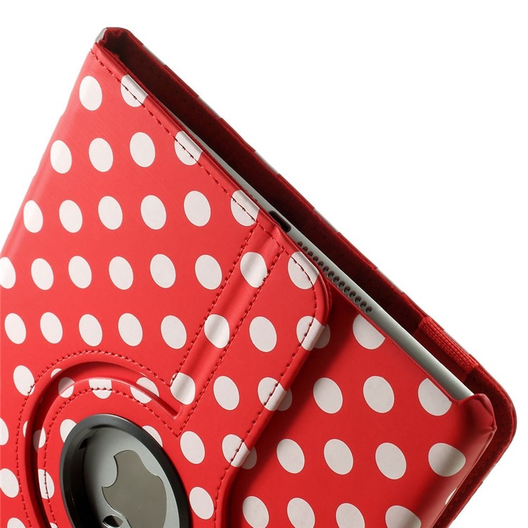 Polka Dots 360 Degree Rotary Leather Stand Cover for iPad Air 2 - Red-9