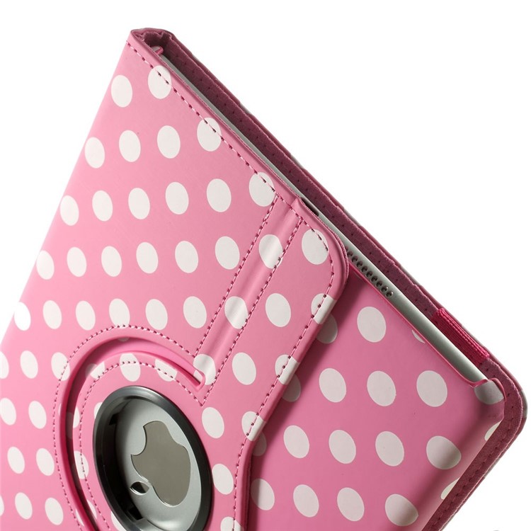 Polka Dots 360 Degree Rotary Leather Stand Shell for iPad Air 2 - Pink-10