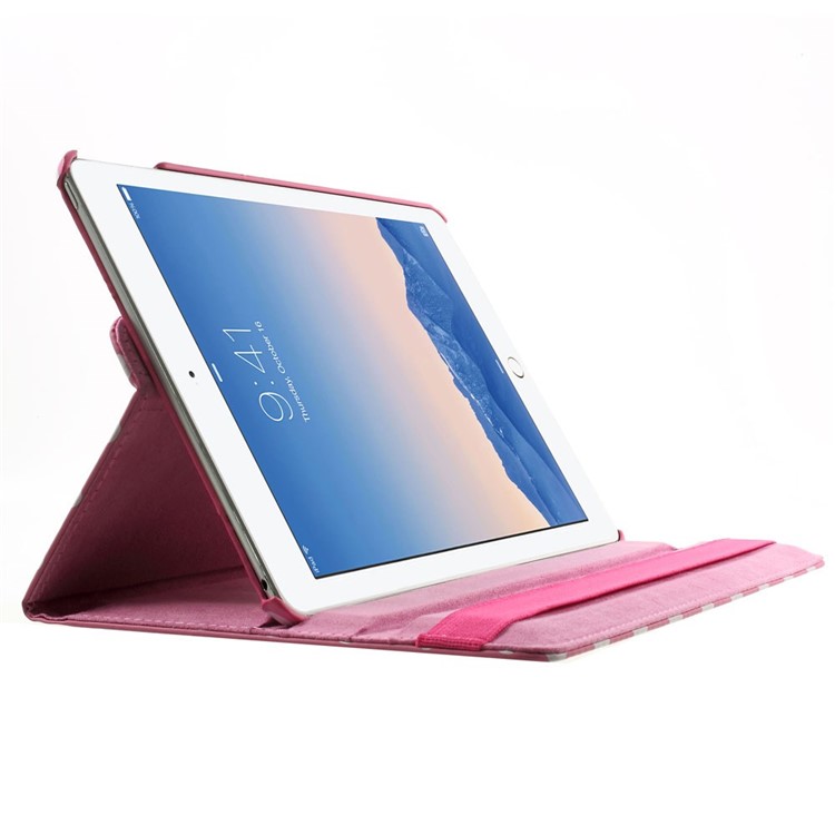 Polka Dots 360 Degree Rotary Leather Stand Shell for iPad Air 2 - Pink-4