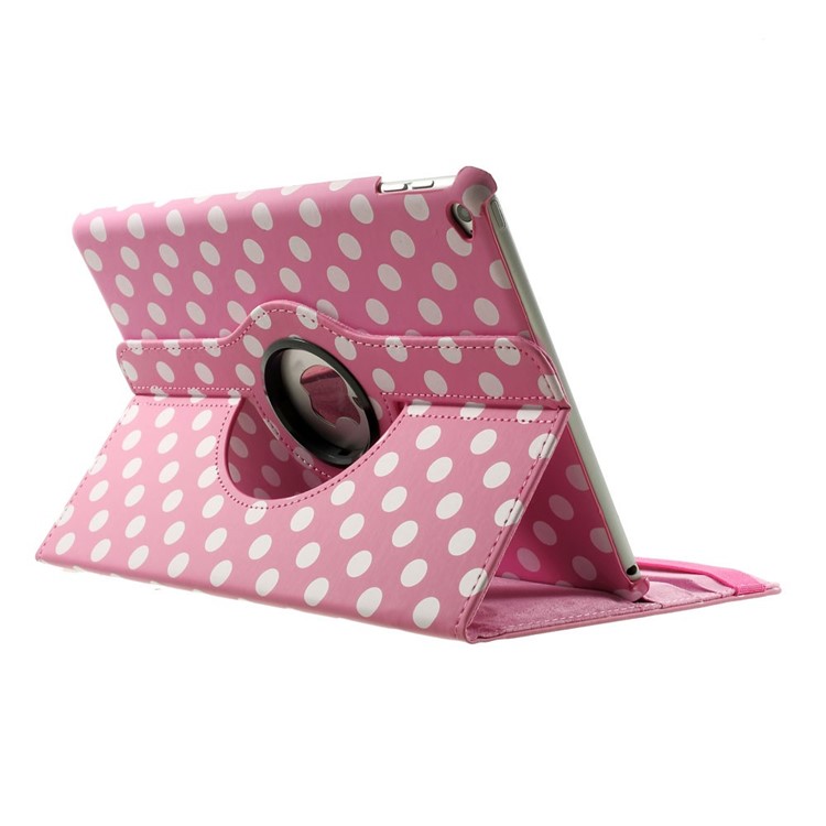 Polka Dots 360 Degree Rotary Leather Stand Shell for iPad Air 2 - Pink-5