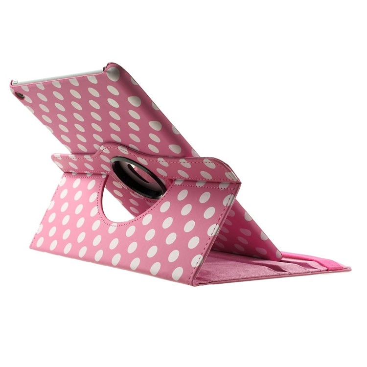 Polka Dots 360 Degree Rotary Leather Stand Shell for iPad Air 2 - Pink-6