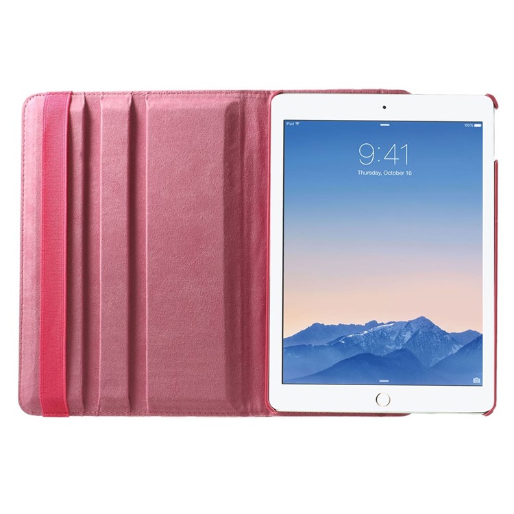 Polka Dots 360 Degree Rotary Leather Stand Shell for iPad Air 2 - Pink-7