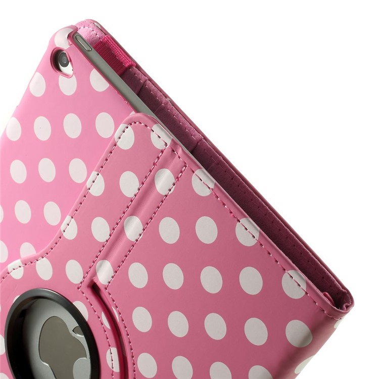 Polka Dots 360 Degree Rotary Leather Stand Shell for iPad Air 2 - Pink-9