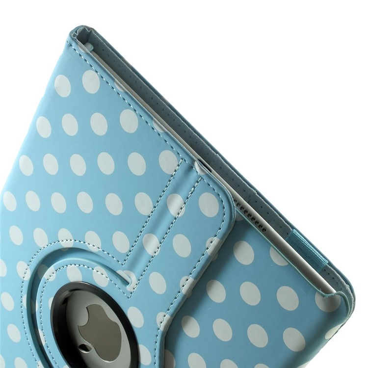 Polka Dots 360 Degree Rotary Leather Stand Case Cover for iPad Air 2 - Blue-10