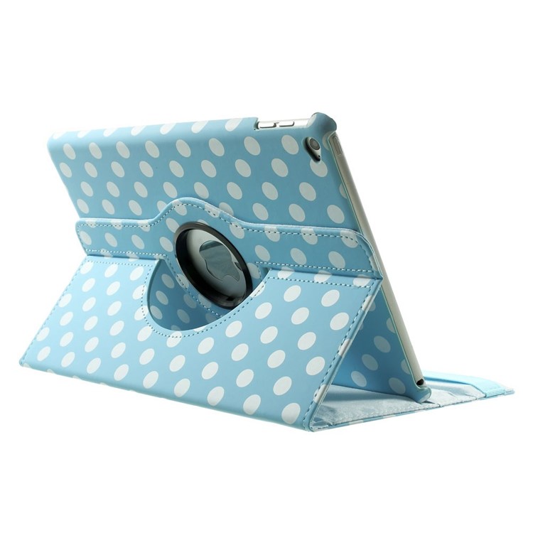 Polka Dots 360 Degree Rotary Leather Stand Case Cover for iPad Air 2 - Blue-5