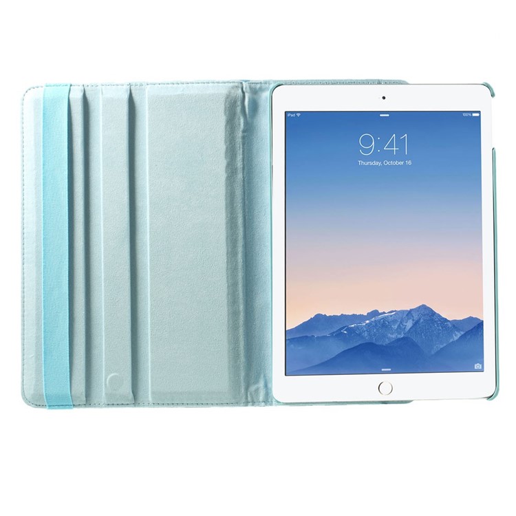 Polka Dots 360 Degree Rotary Leather Stand Case Cover for iPad Air 2 - Blue-7