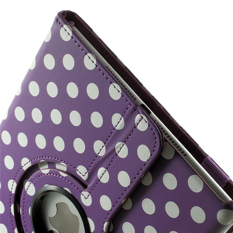 Polka Dots 360 Degree Rotary Leather Stand Case Shell for iPad Air 2 - Purple-10