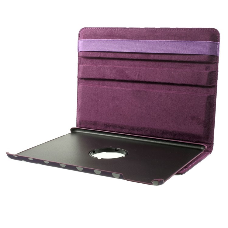 Polka Dots 360 Degree Rotary Leather Stand Case Shell for iPad Air 2 - Purple-11