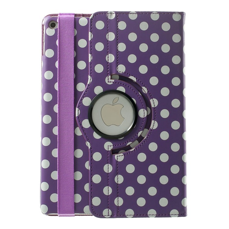 Polka Dots 360 Degree Rotary Leather Stand Case Shell for iPad Air 2 - Purple-3