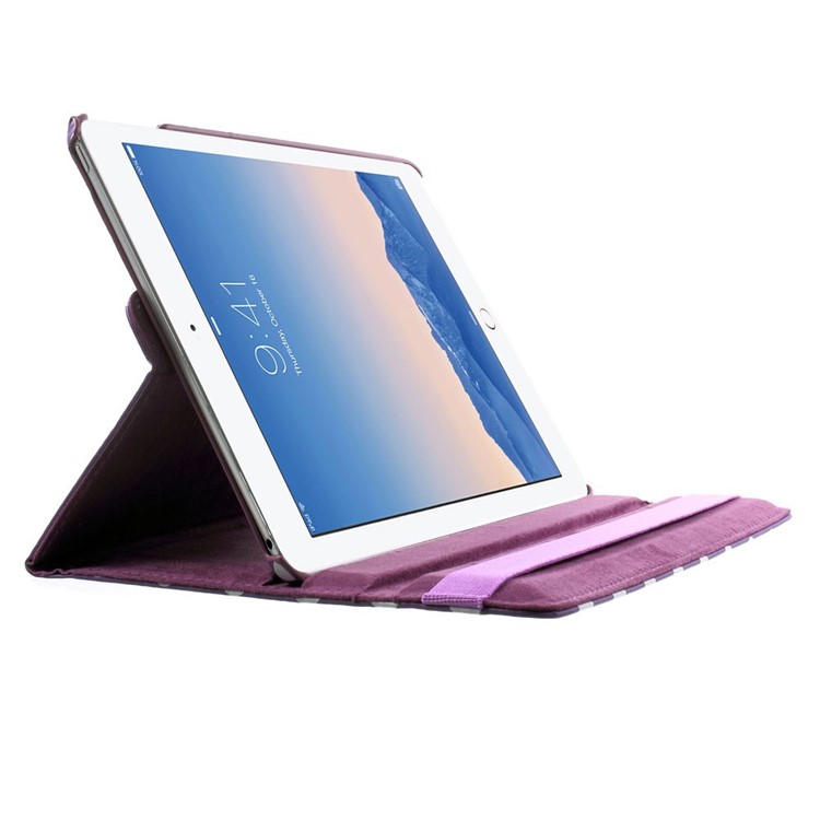 Polka Dots 360 Degree Rotary Leather Stand Case Shell for iPad Air 2 - Purple-4