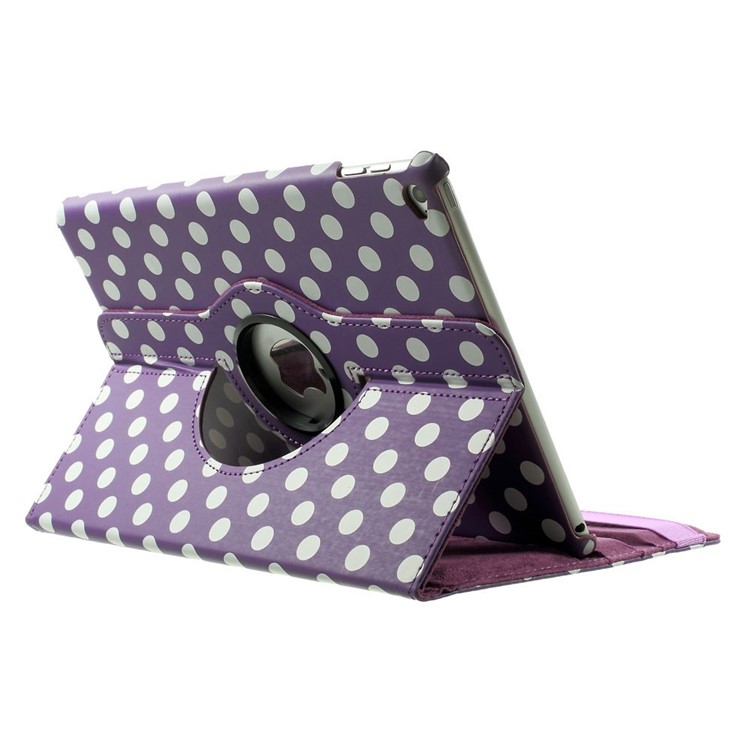 Polka Dots 360 Degree Rotary Leather Stand Case Shell for iPad Air 2 - Purple-5