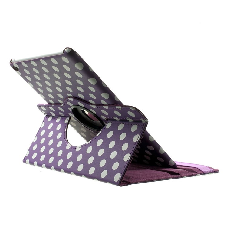 Polka Dots 360 Degree Rotary Leather Stand Case Shell for iPad Air 2 - Purple-6