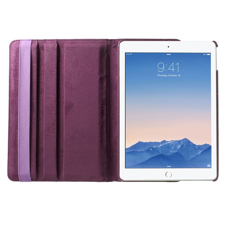 Polka Dots 360 Degree Rotary Leather Stand Case Shell for iPad Air 2 - Purple-7