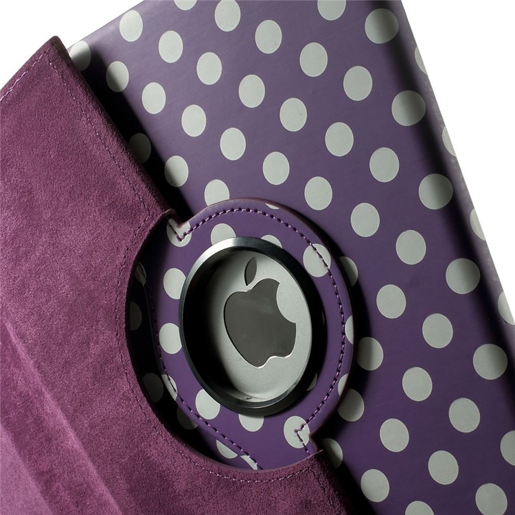 Polka Dots 360 Degree Rotary Leather Stand Case Shell for iPad Air 2 - Purple-8