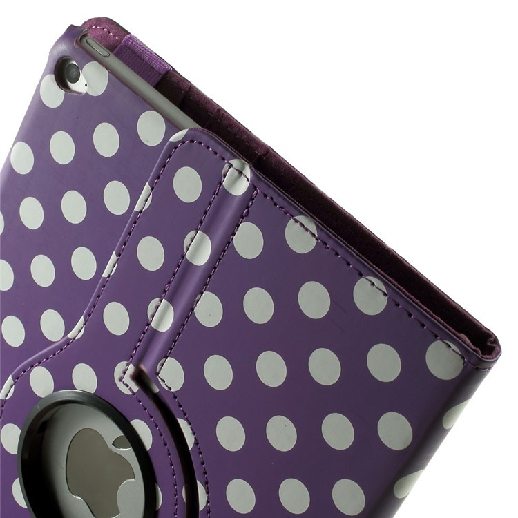 Polka Dots 360 Degree Rotary Leather Stand Case Shell for iPad Air 2 - Purple-9
