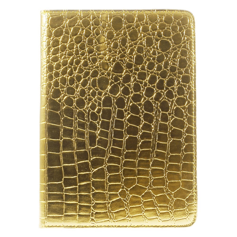 Gold Crocodile Texture PU Leather Cover Case for iPad Air 2 w/ 360 Degree Rotary Stand-2
